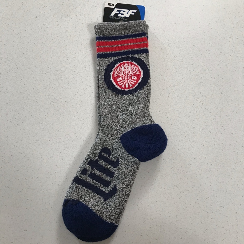 Miller Lite Crest Beer Socks Crew Socks Mens MD NWT It’s Miller Time Collectible